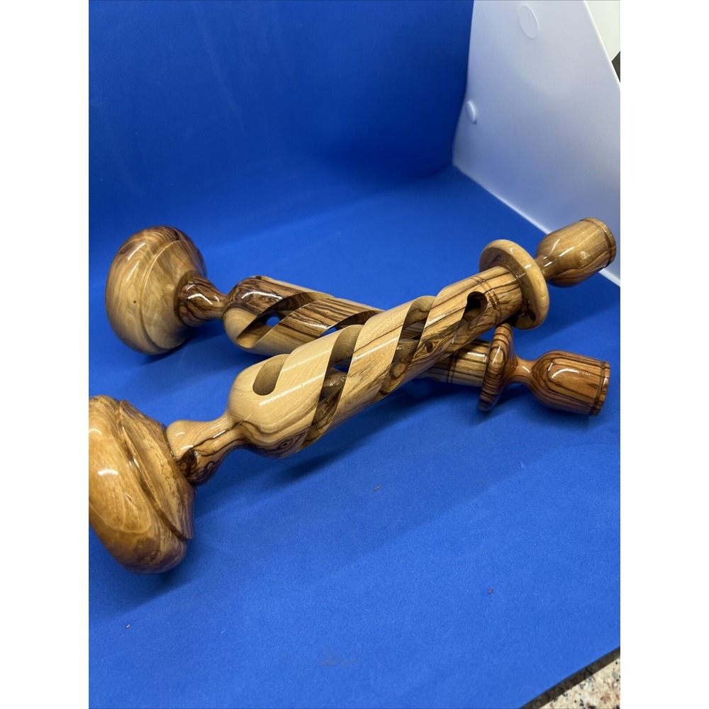 Set of two Olive Wood Home Decor Candle Holders - Made in Israel The Holy Land